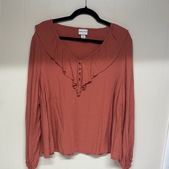 Ava & Viv Women's Rust Blouse - Picture 1 of 11